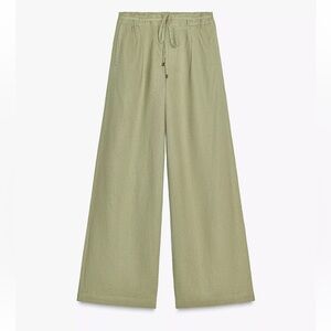 Zara Olive Wide Leg Linen Pants